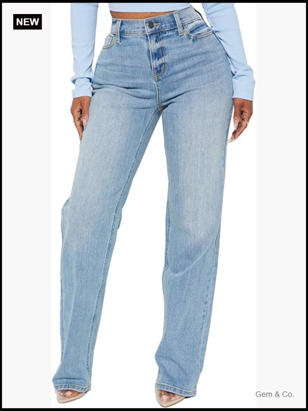 High Waisted Straight Leg Jeans Wide Leg Stretchy Loose Denim Pants Women
